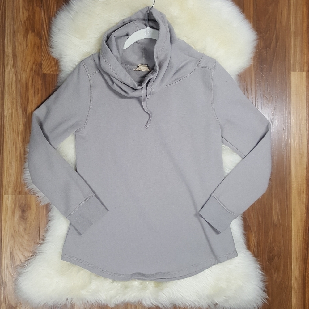 Ascend Gray Funnel Neck Curved Hem Sweatshirt Sm